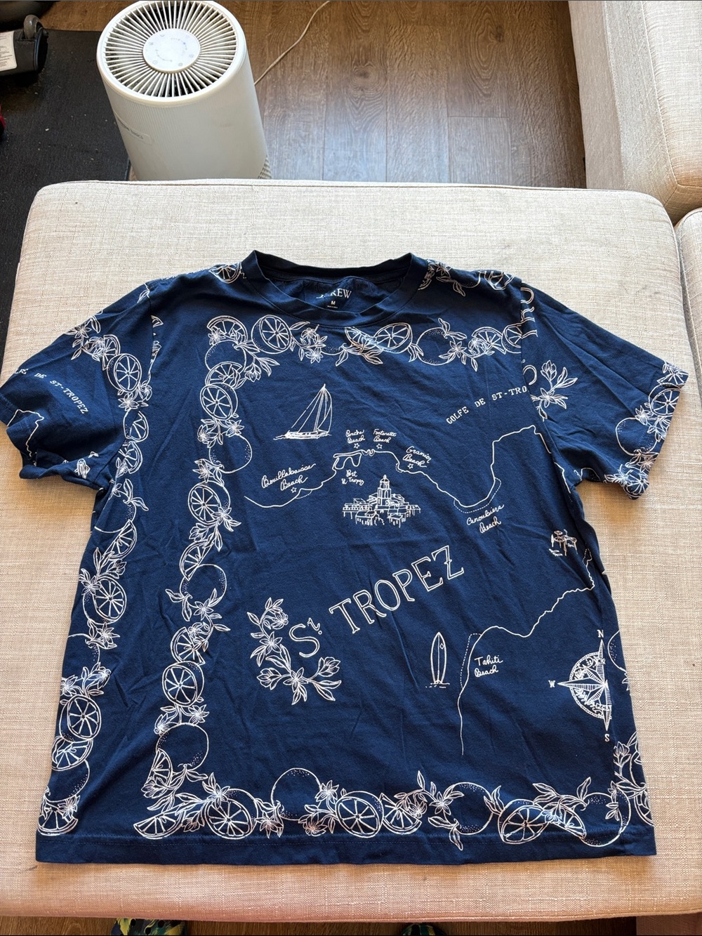 J. Crew Navy T-Shirt with White St. Tropez Nautical Map Print
